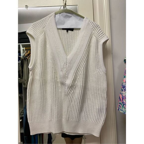 Rag & Bone Womens Deep V Neck Oversize Sweater Vest White Ivory Size Small - Picture 1 of 5